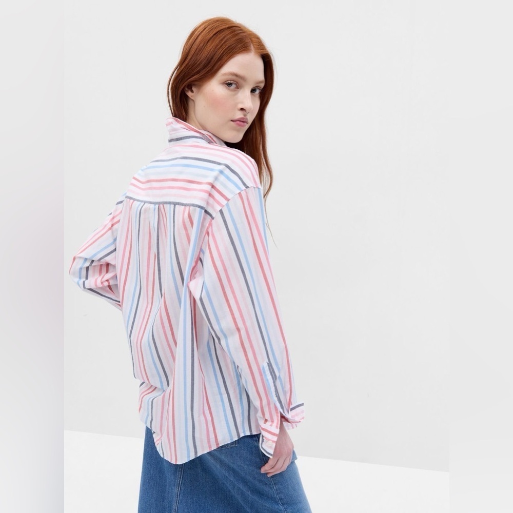 GAP Colorful Striped Relaxed Fit Long Sleeve Button Up Shirt Women’s Size Small